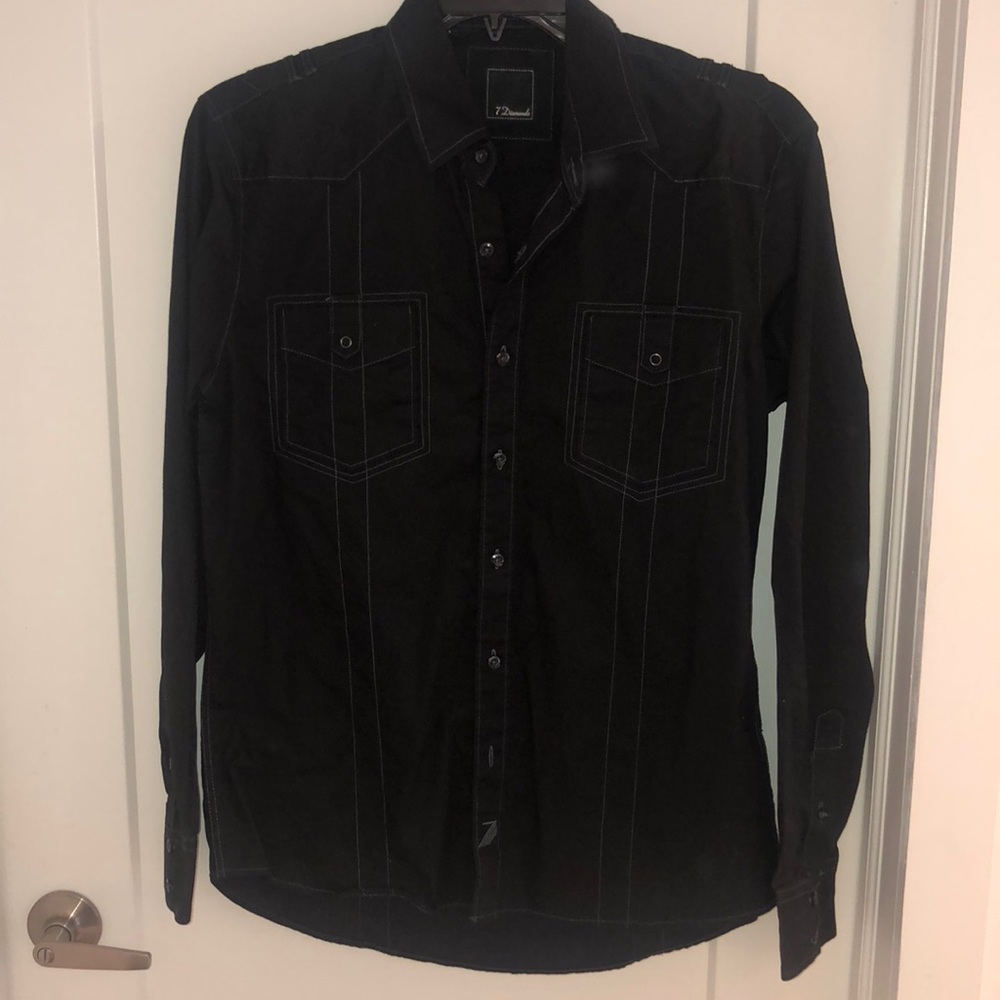 Seven Diamonds Black Button up